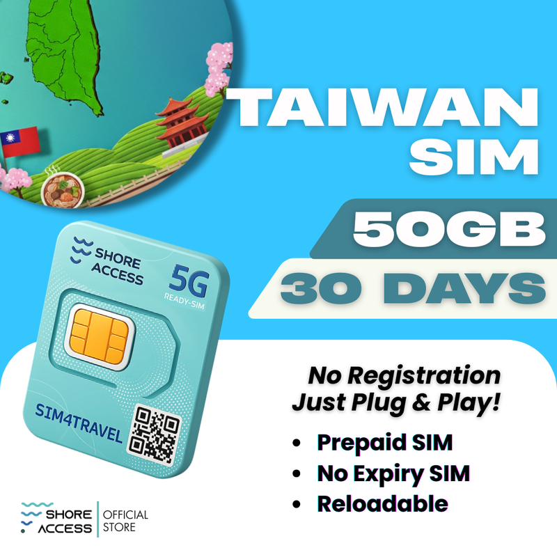 Taiwan  50GB 30 Days